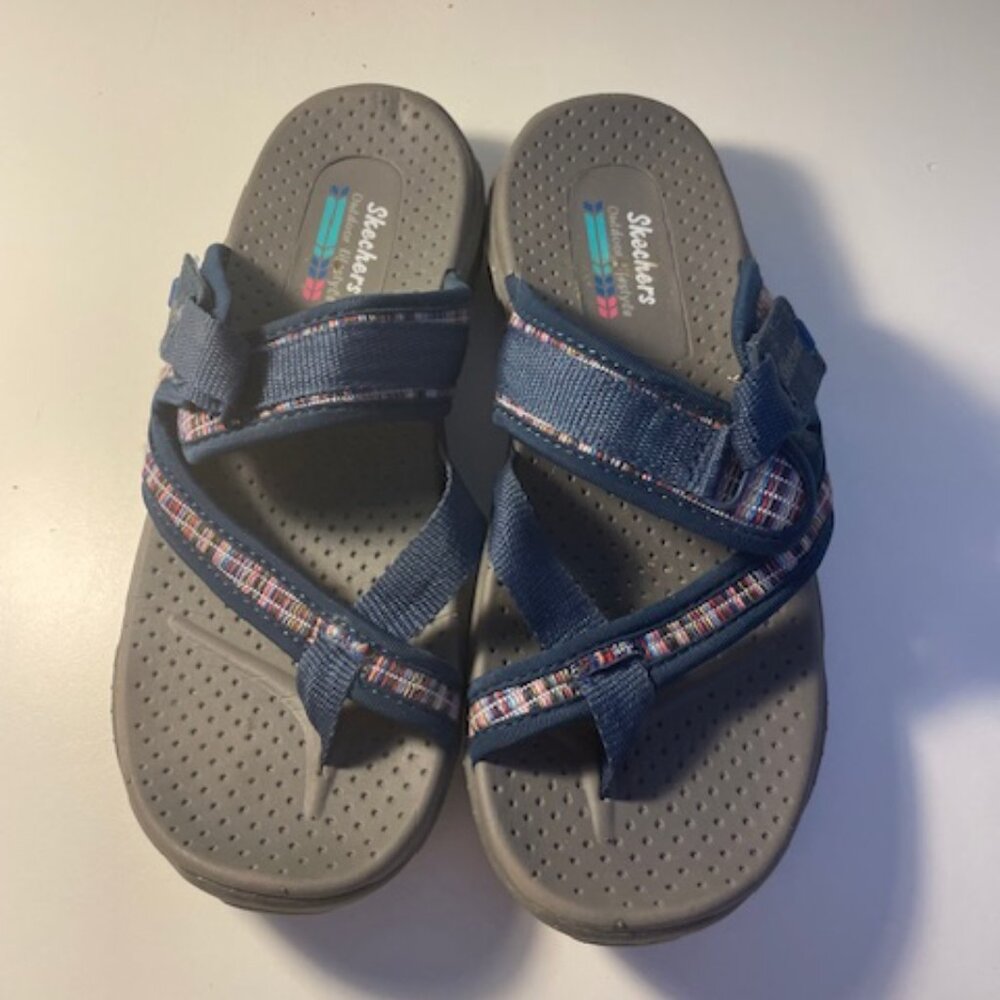 Skechers Womens Reggae Mad Swag Toe Thong Woven Sandal Size 6 New